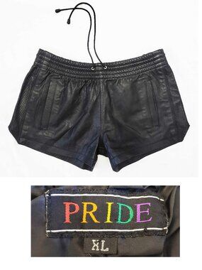 Vintage Pride Men's Black Leather Athletic Style Shorts XL